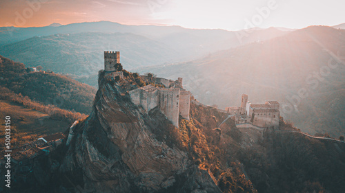 This suggestive castle is located in Roccascalegna, a small village in Italy. It is of medieval origin, built in the fourteenth century, has many legends concerning it and is worth visiting.