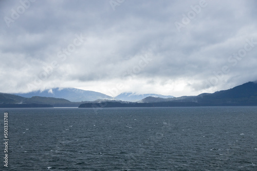 Icy Strait with mountain background, Alaska, USA
