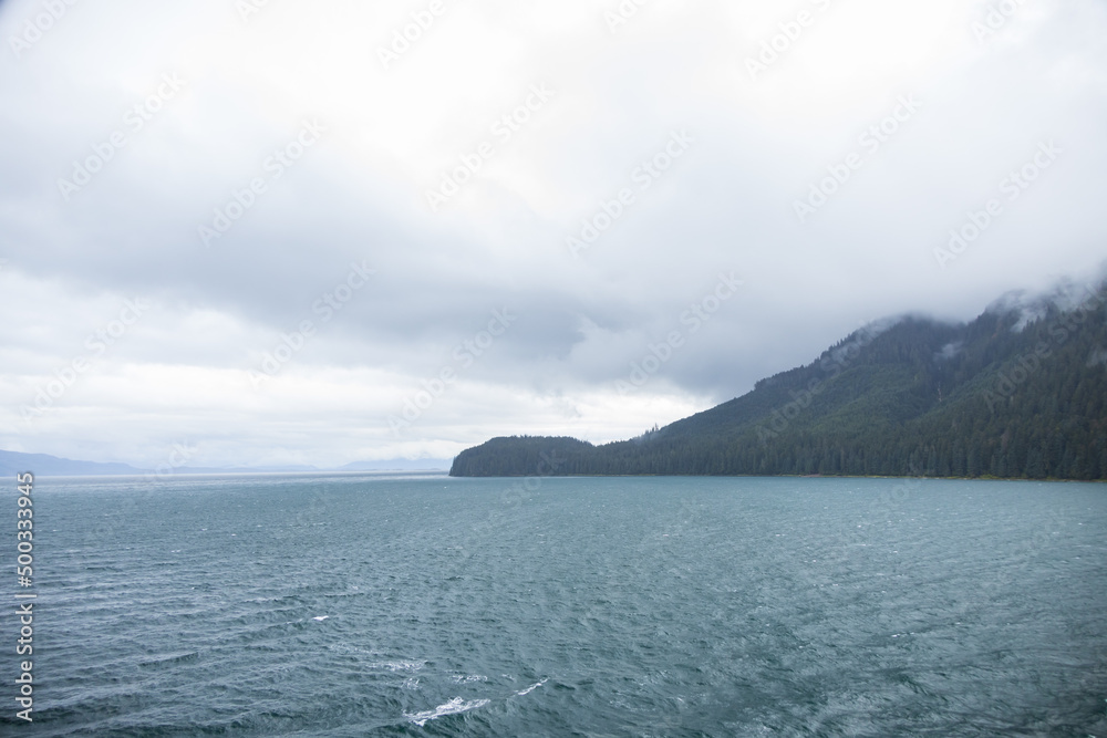 Icy Strait with mountain background, Alaska, USA