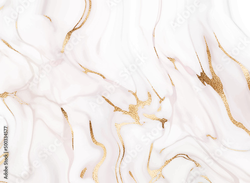 Marble stone background design print with natural texture and gold veins.