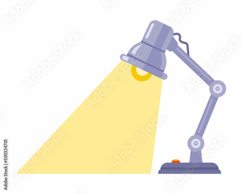 the table lamp shines. reading device in the dark. flat vector illustration