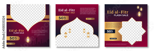 Eid al fitr post template. Social media post template. Eid al fitr sales banner template. Vector illustration