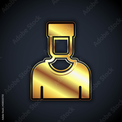 Gold Sailor captain icon isolated on black background. Vector