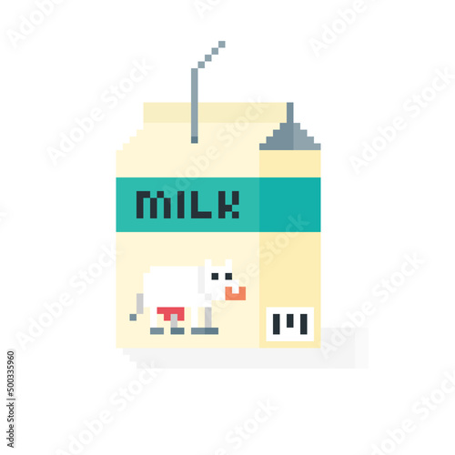 milk carton pixel kawaii cow