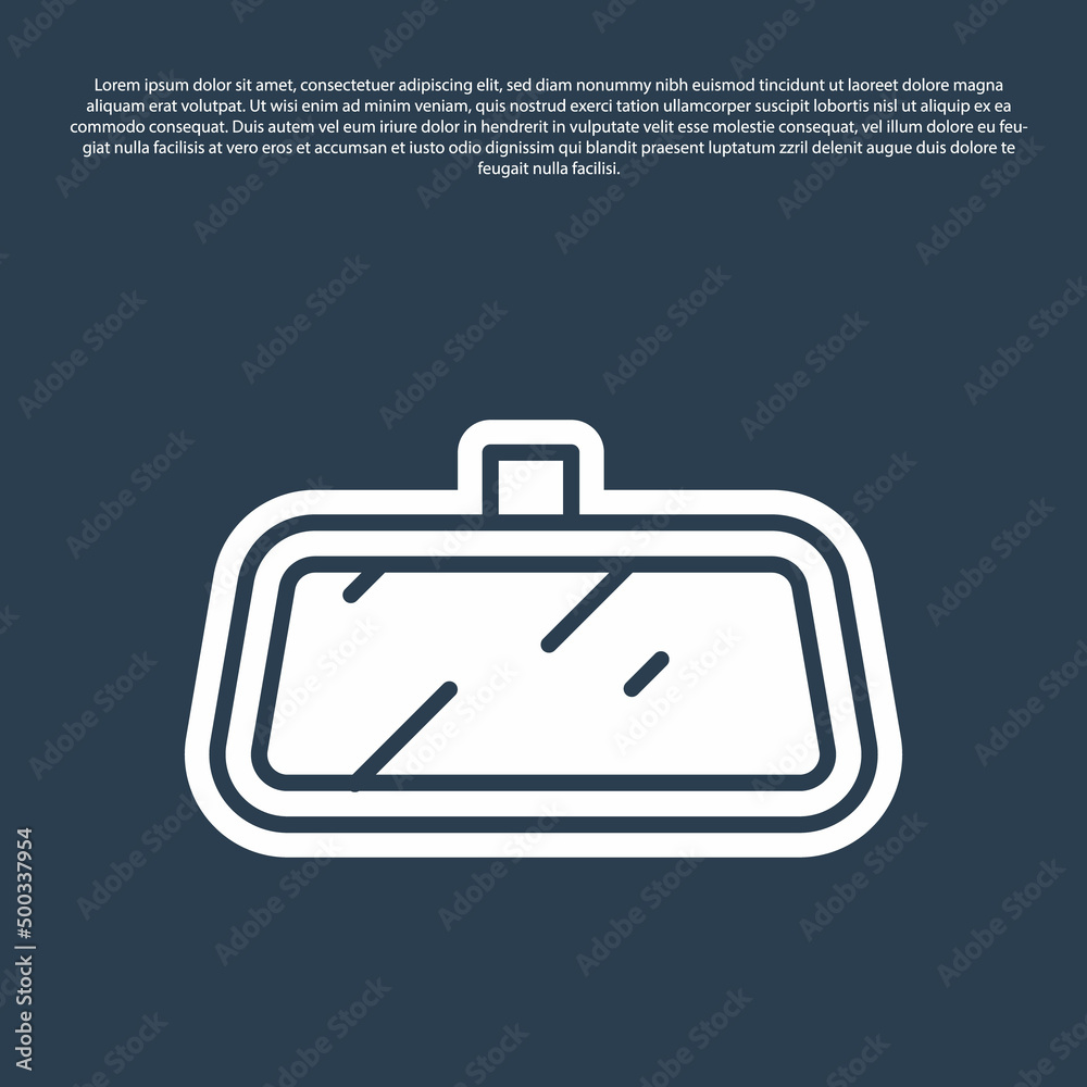 Blue line Car mirror icon isolated on blue background. Vector Blue line Car mirror icon isolated on blue background. Vector