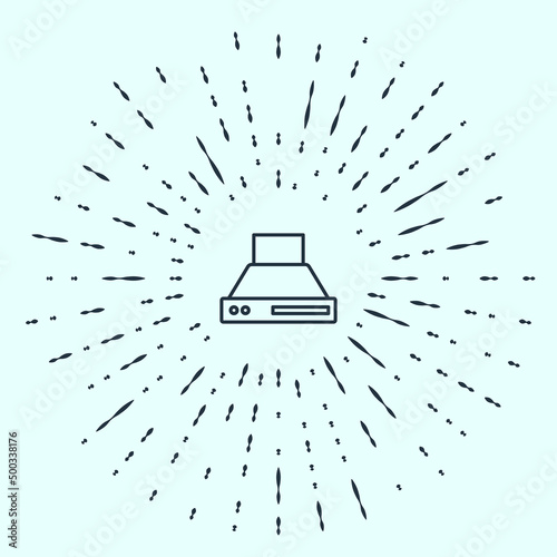 Black line Kitchen extractor fan icon isolated on grey background. Cooker hood. Kitchen exhaust. Household appliance. Abstract circle random dots. Vector