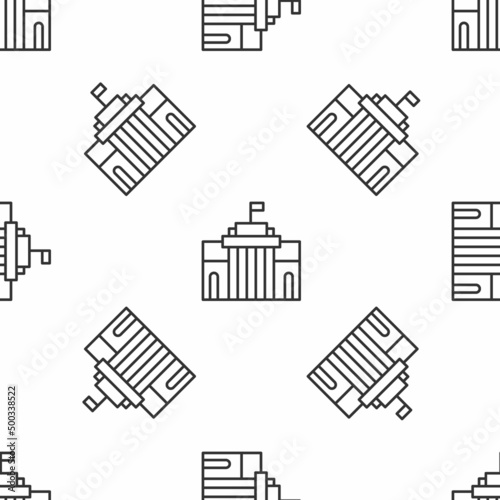 Grey line Prado museum icon isolated seamless pattern on white background. Madrid, Spain. Vector