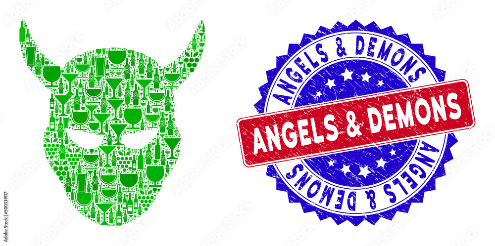 Daemon Vector English Vector daemon head icon wine mosaic and grunge bicolor Angels & Demons ...