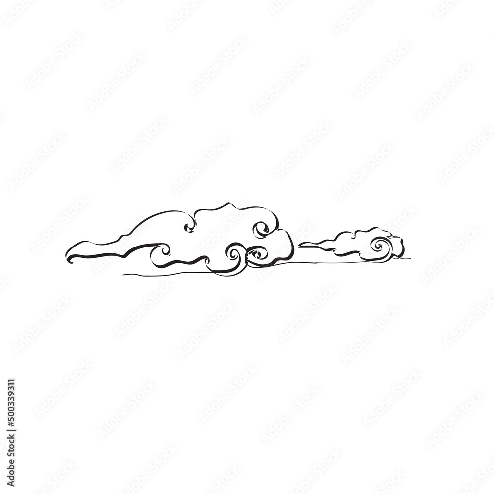 Fototapeta premium Continuous line drawing cloudy sky. Illustration icon vector
