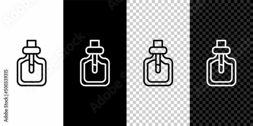 Set line Perfume icon isolated on black and white, transparent background. Vector