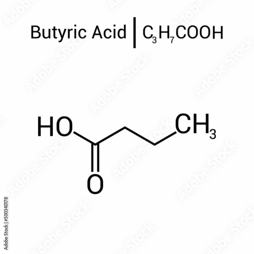 chemical structure of butyric acid (C3H7COOH)