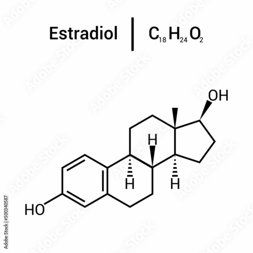 chemical structure of Estradiol (C18H24O2)