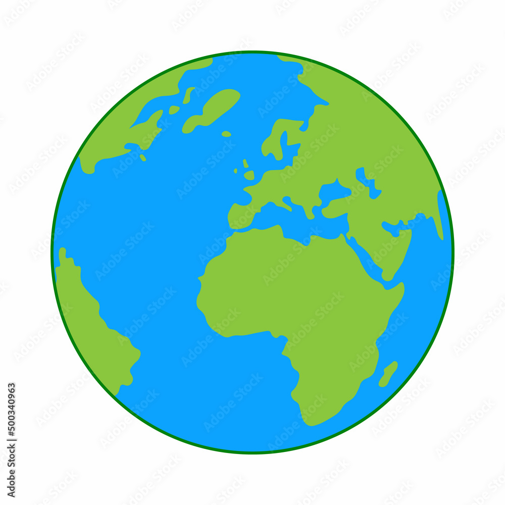 green and blue earth globe vector image illustration on white background