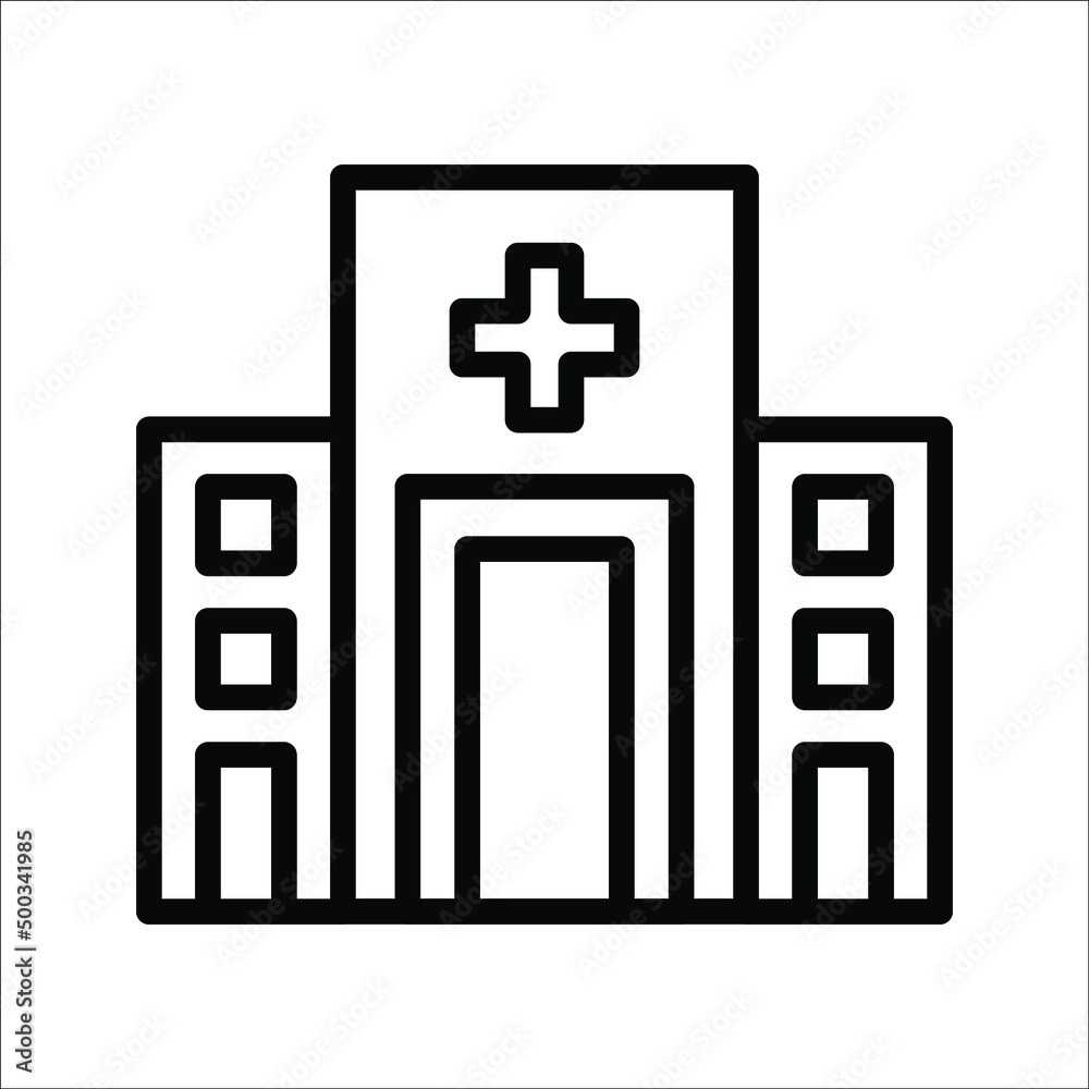 Medical Hospital Line Icon On White Background, eps 10. Medical Hospital Line Icon On White Background, eps 10.