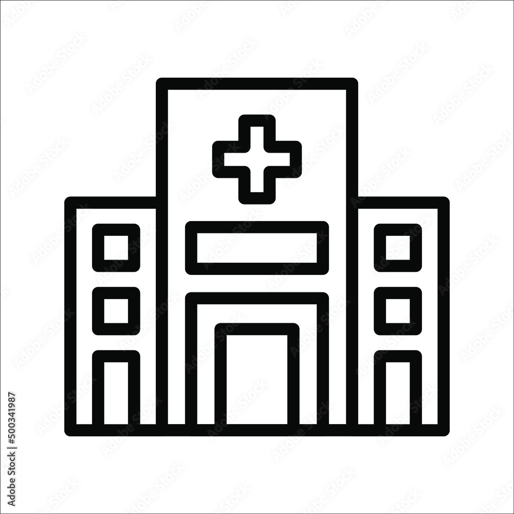 Medical Hospital Line Icon On White Background, eps 10. Medical Hospital Line Icon On White Background, eps 10.