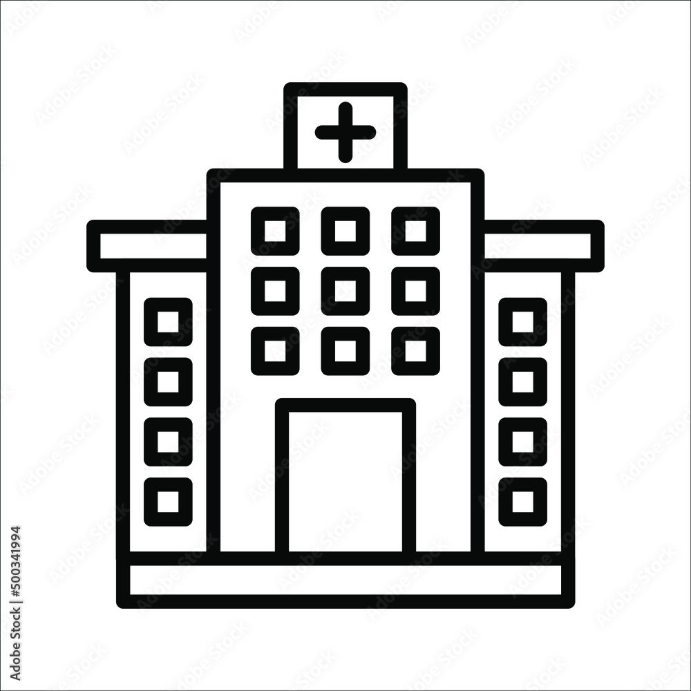 Medical Hospital Line Icon On White Background, eps 10. Medical Hospital Line Icon On White Background, eps 10.