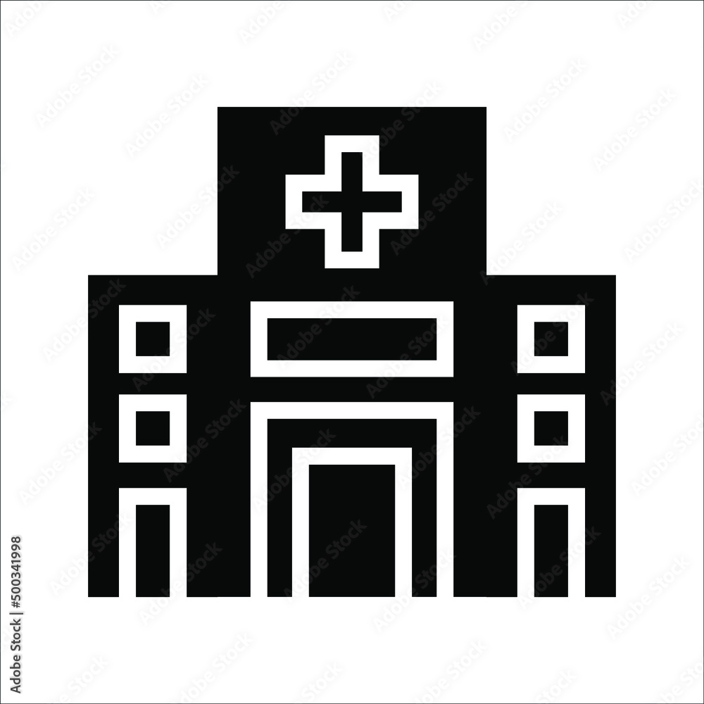 Medical Hospital Line Icon On White Background, eps 10. Medical Hospital Line Icon On White Background, eps 10.