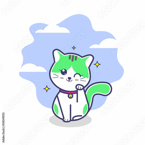 cute cat isolated on white background. Vector illustration for baby shower, greeting card, party invitation, fashion clothes t-shirt print