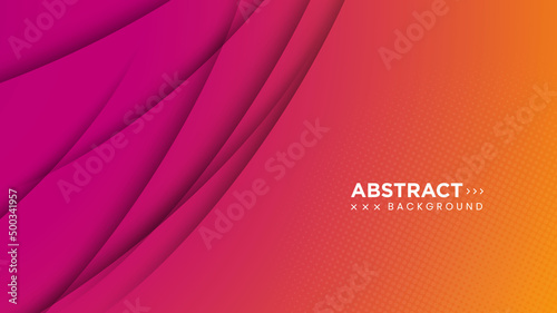 Modern abstract gradient orange and purple background concept with gold line and halftone decoration. Background with copy space