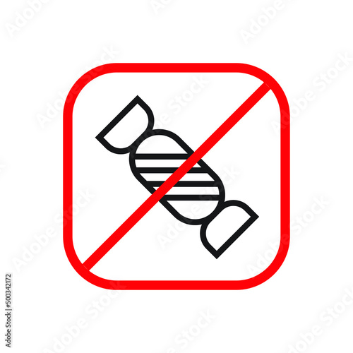 No sweets line icon. Diabetic prohibition sign vector illustration