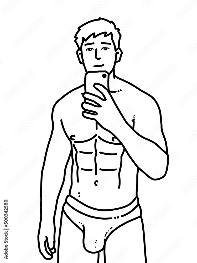 Fototapeta premium black and white of man cartoon for coloring