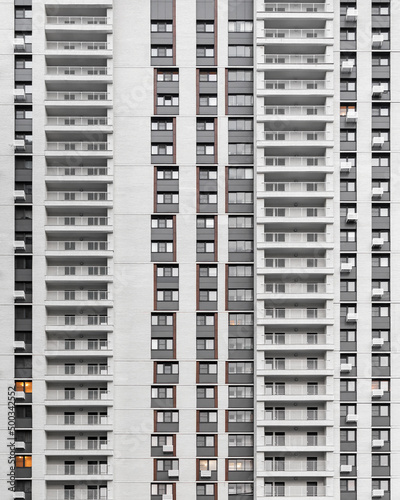 Facade of a tall residential modern house