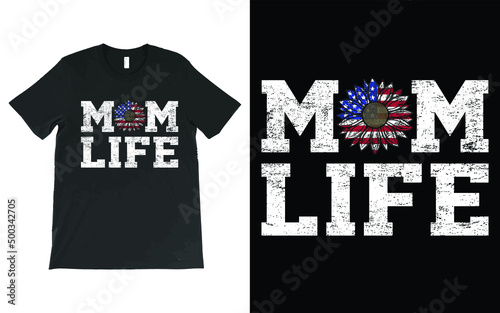 Women Mom Life T-Shirts Vector, Blessed Mama T-Shirt, Cheer Mom Shirts, USA Stars Stripes Tee.