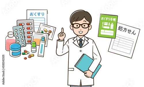 薬について説明する薬剤師