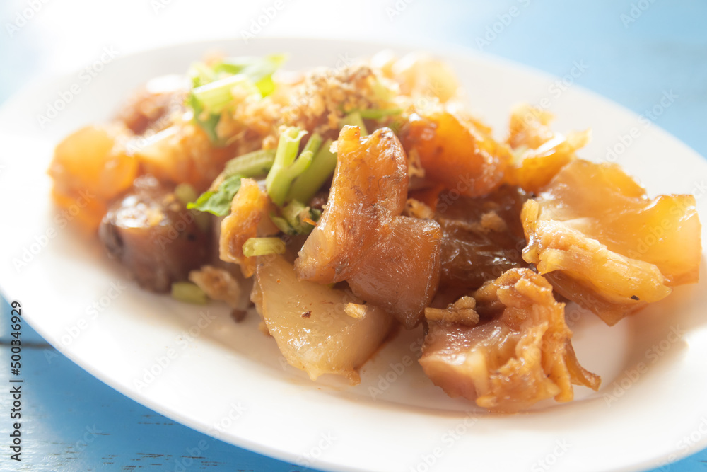 beef tendon stew on white dish. Chinese food beef tendon stew on white dish. Chinese food