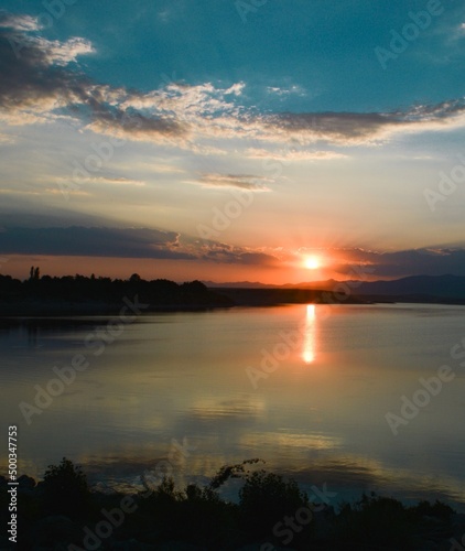 sunset over the lake