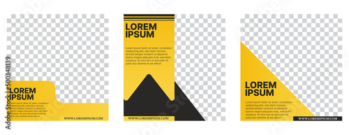 social media post template set with yellow and black color