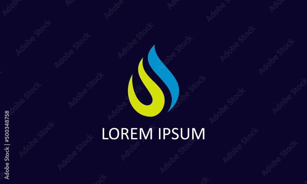 vector graphic illustration logo design for logogram pictogram combination flame and water drop