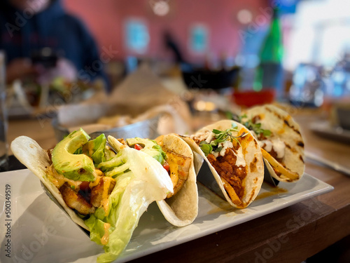 Shrimp, Chicken, and Carnitas Tacos