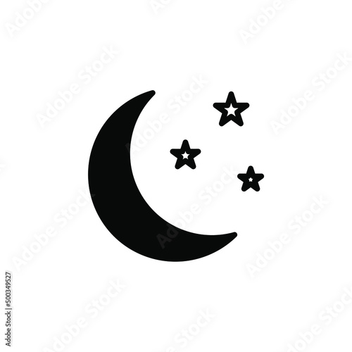 Moon, Night, Moonlight, Midnight Solid Line Icon Vector Illustration Logo Template. Suitable For Many Purposes.