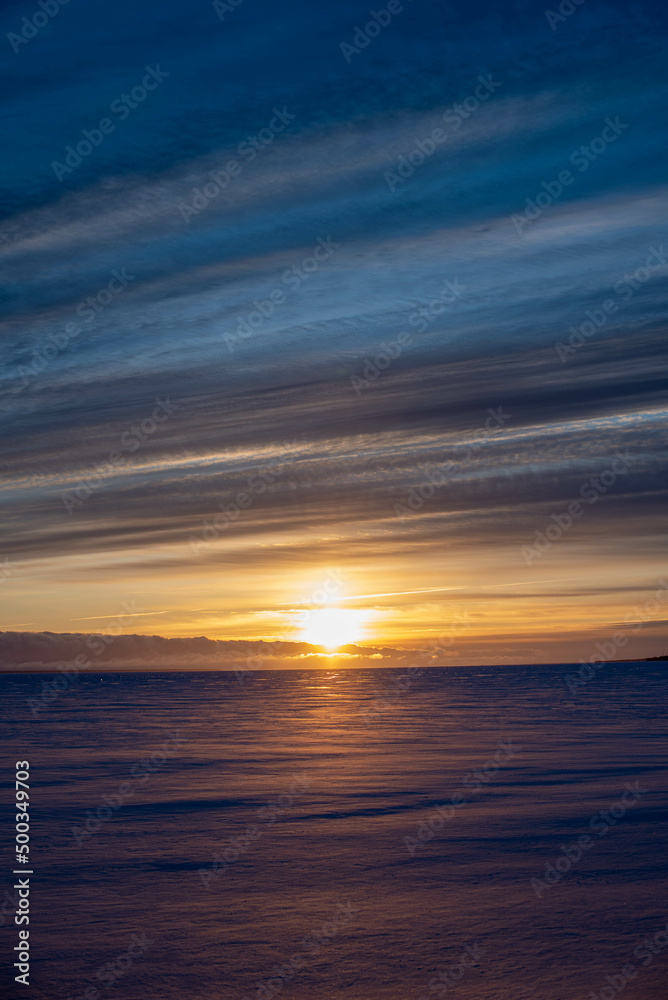 Sunrise over frozen Lake Huron