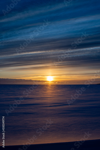 Sunrise over frozen Lake Huron