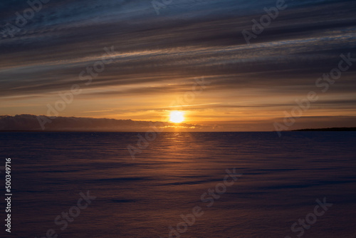 Sunrise over frozen Lake Huron