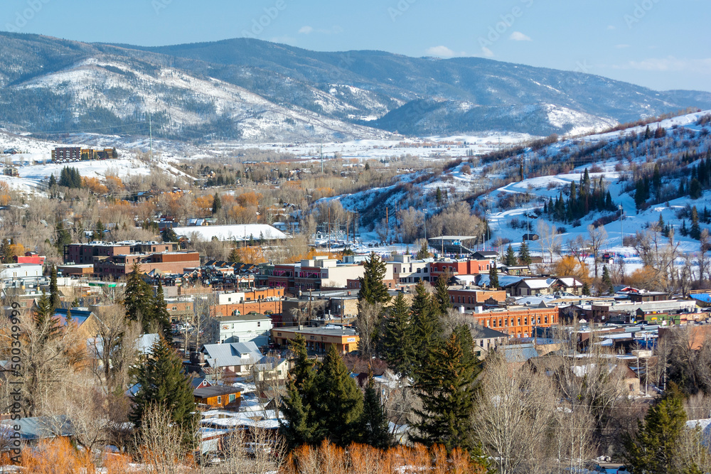 Downtown Steamboat Springs, Colorado on a Sunny Winter Day
