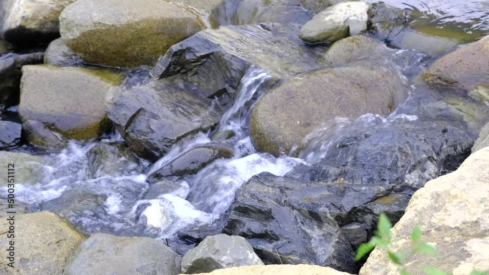 A view of stream flowing into rocks for natural advertising A view of stream flowing into rocks for natural advertising