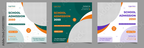 Kids School Admission Professional Square Flyer Instagram Social Media Post Template Design
