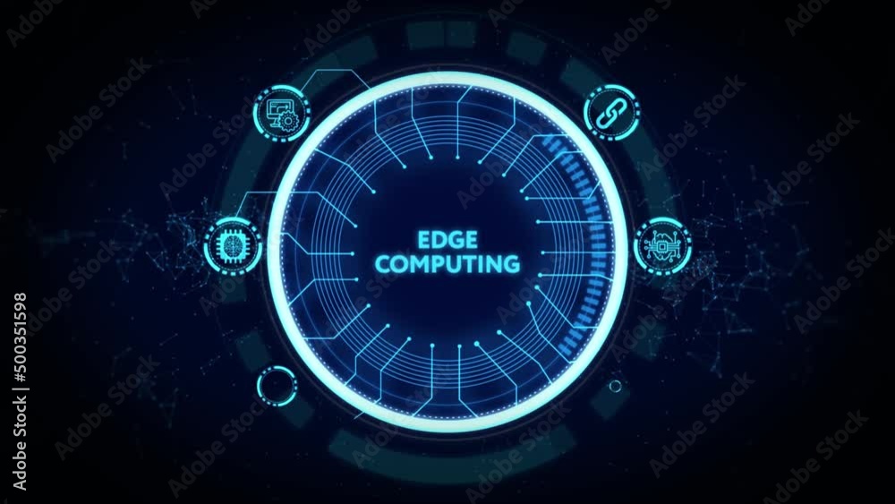 Edge computing modern IT technology on virtual screen. Business, technology, internet and networking concept.
