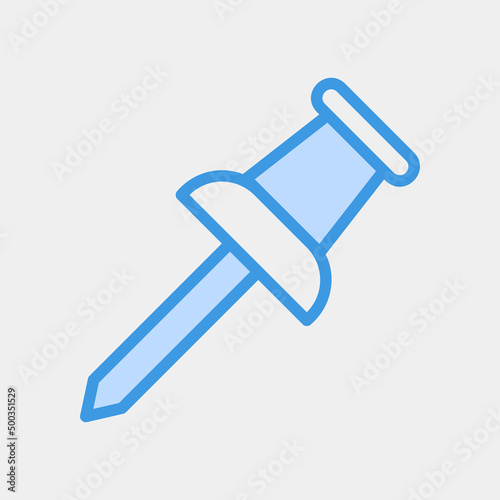 Pushpin icon in blue style, use for website mobile app presentation