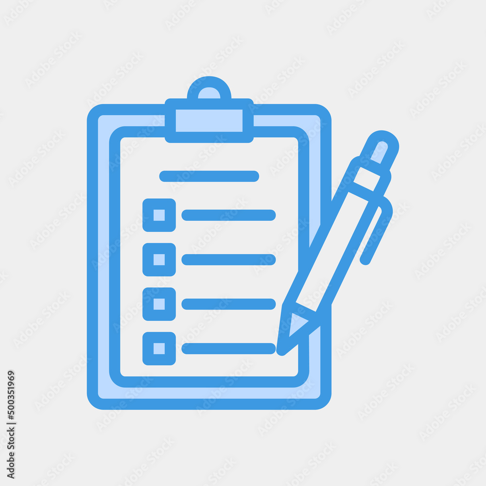 Clipboard icon in blue style, use for website mobile app presentation Clipboard icon in blue style, use for website mobile app presentation