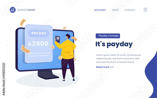 A man check balance for payday illustration concept