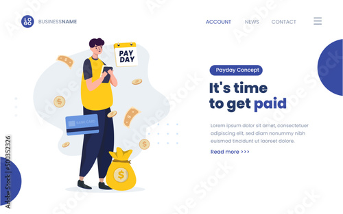 Payday illustration with a man checking balance on his phone