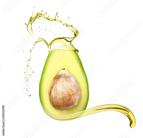 Half of fresh avocado on white background photo