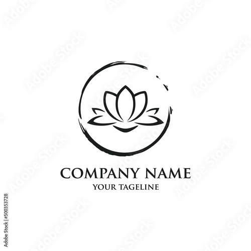 symbolis yoga icon with lotus flower