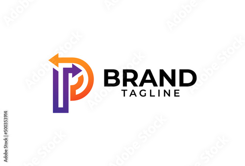 Intial P logo, letter P with two Arrow combination, usable for finance, logistic and company logos, vector illustration