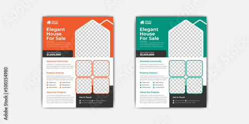 Real estate flyer elegant house for sale property flyer design template