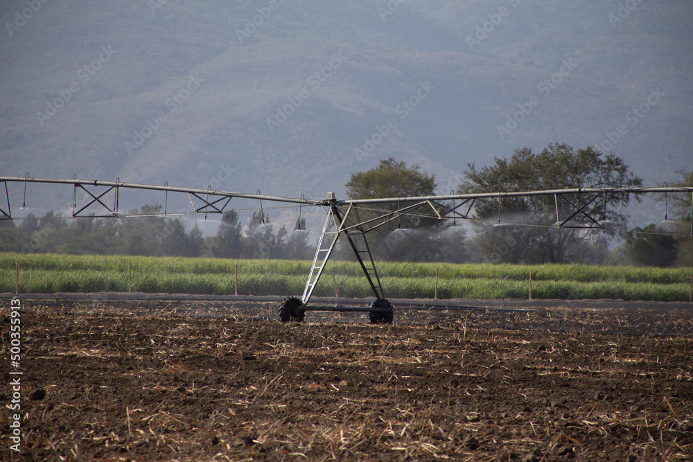 Fototapeta premium irrigation system on a farm in a open field